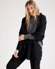 Featherweight Cashmere Silk Frayed Edge Scarf - One Size / Black