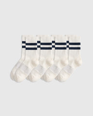 Everyday Cotton Varsity Stripes Half-Crew Sock (4-Pack) - S / Ivory/Navy Stripe