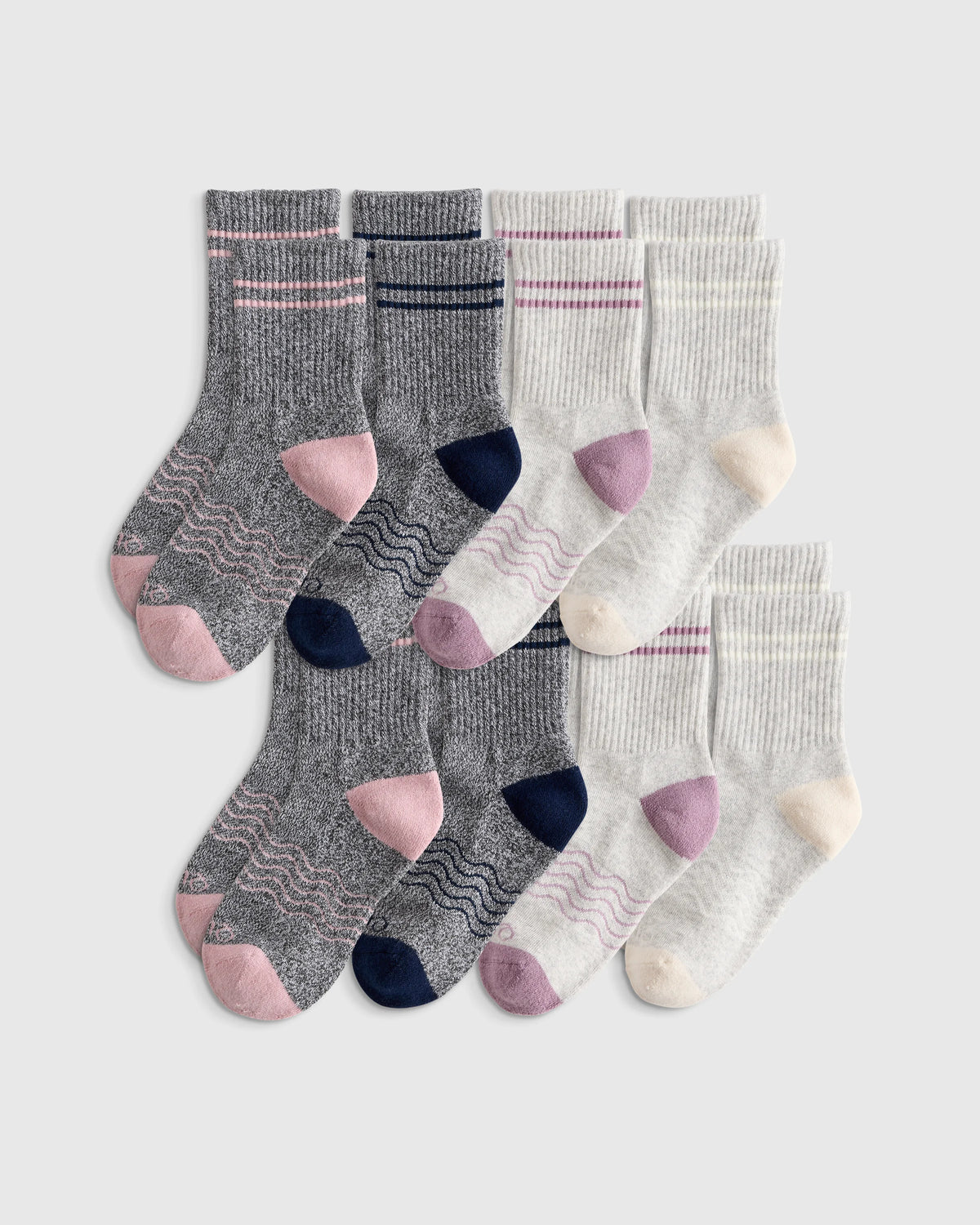 Kids Organic Cotton Quarter Crew Socks 8-Pack - S / White