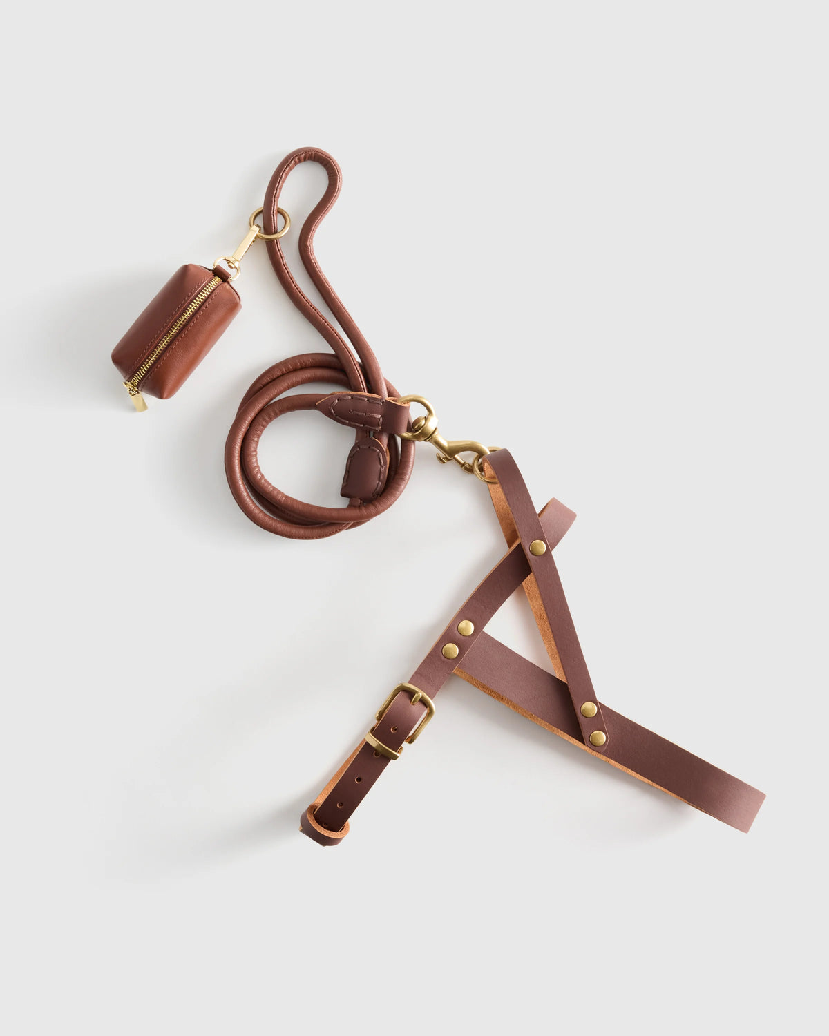 Italian Leather Dog Harness Walk Kit - XS / Brown