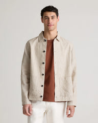 100% European Linen Chore Jacket - S / Flax