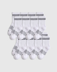 Kids Organic Cotton Quarter Crew Socks 8-Pack - S / White