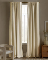 European Linen True Blackout Curtain - Single Panel - 48x84 / White