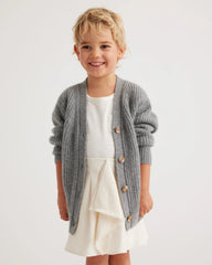 Washable Cashmere Oversized Fisherman Cardigan - 2T / Heather Grey