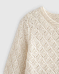Washable Cashmere Pointelle Cardigan - 0-3M / Ivory