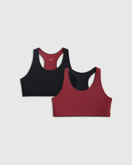 Girls Ultra-Form Reversible Racerback Bra 2-Pack - 6 / Black/Blue Fog