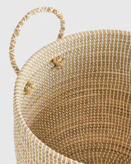 Handwoven Seagrass Lidded Storage Baskets (Set of 3) - Set of 3 (S/M/L) / White Wash