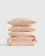 European Linen Duvet Cover Set - Twin / Peach