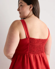 100% European Linen Fit & Flare Midi Dress - 1X / Chile