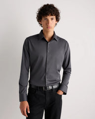 Commuter Stretch Pique Long Sleeve Button Down - XS / Dark Coal