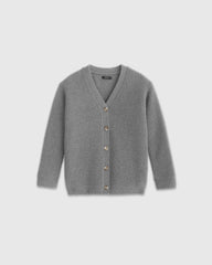 Washable Cashmere Oversized Fisherman Cardigan - 2T / Heather Grey