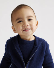 Washable Cashmere Full Zip Hoodie - 3-6M / True Navy