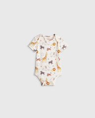 100% Organic Cotton Short Sleeve Bodysuit - 0-3M / Safari