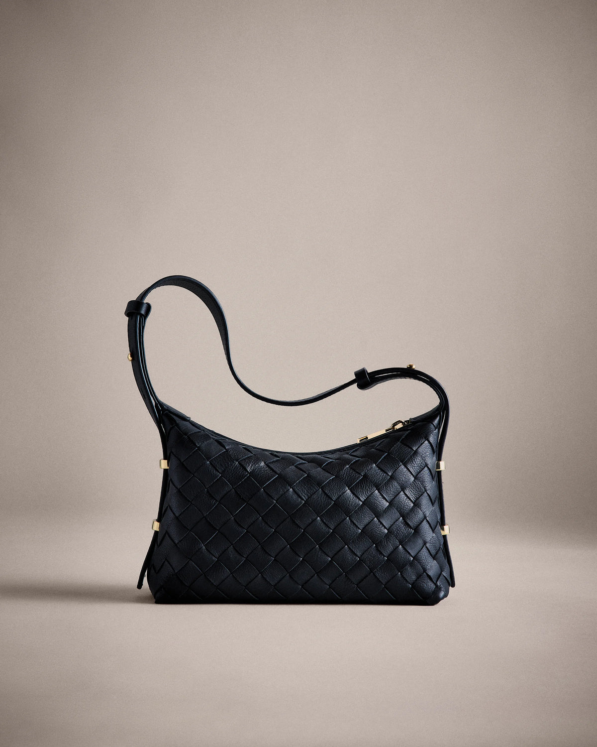 Italian Leather Handwoven Mini Bag - One Size / Black