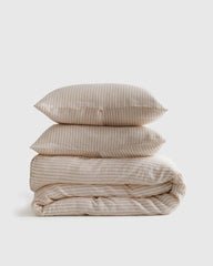 European Linen Stripe Duvet Cover Set - Twin / Natural/White Stripe