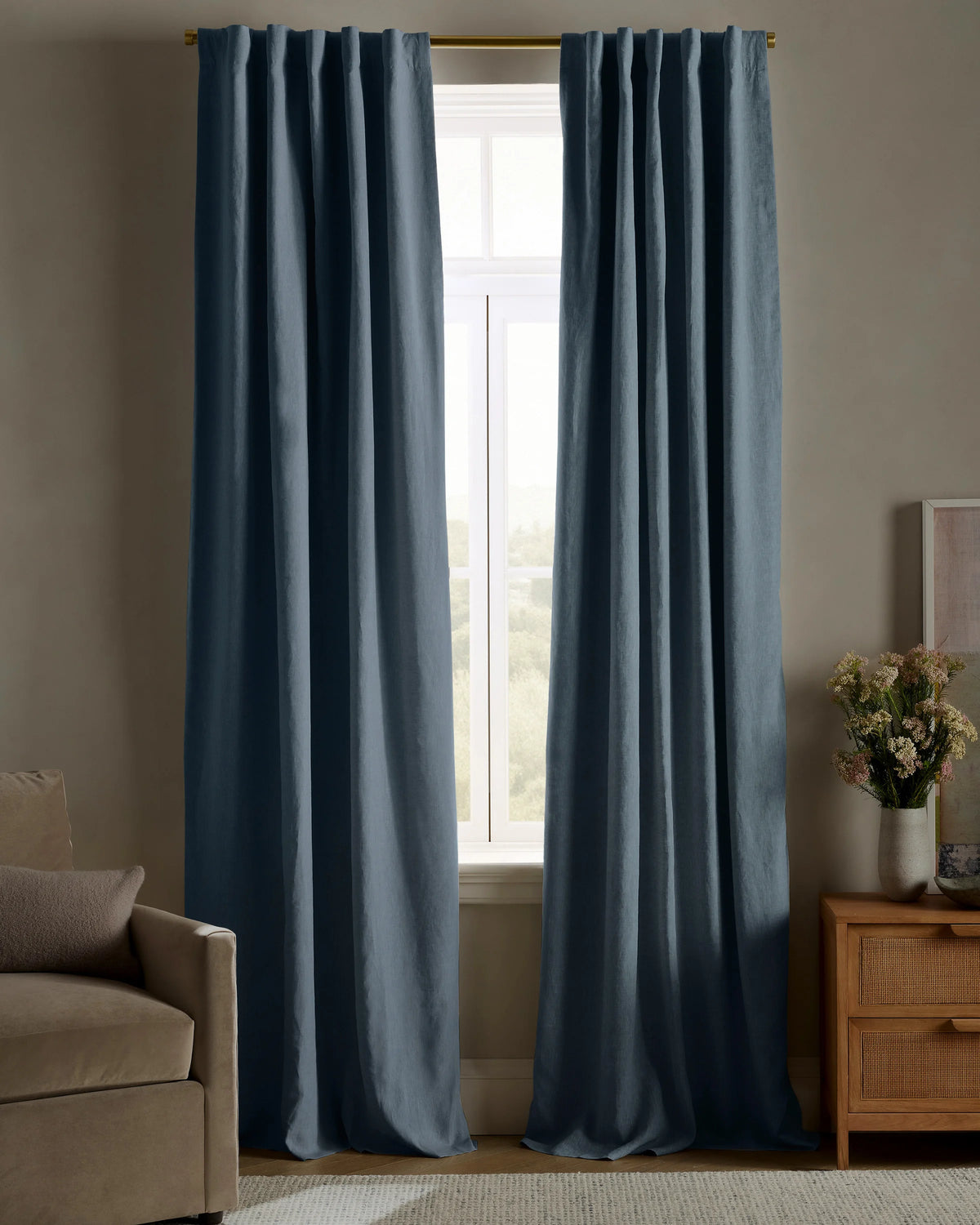 European Linen True Blackout Curtain - Single Panel - 48x84 / White