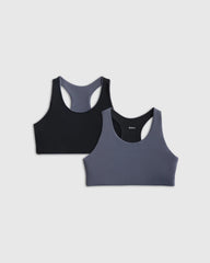 Girls Ultra-Form Reversible Racerback Bra 2-Pack - 6 / Black/Blue Fog