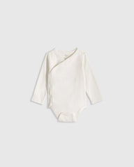 100% Organic Cotton Long Sleeve Kimono Bodysuit - 0-3M / Safari