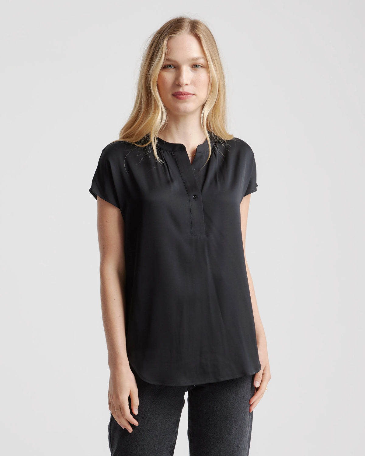 Washable Stretch Silk Dolman Sleeve Blouse - XS / Forest Green