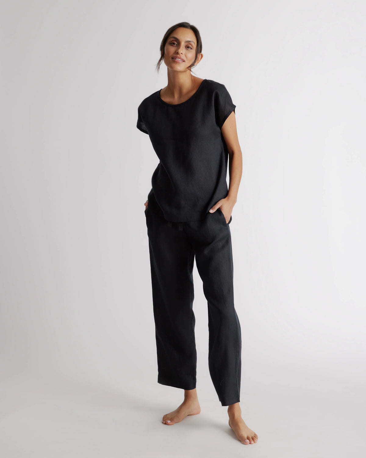 100% European Linen Pajama Set - XS / French Blue