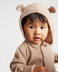 Washable Cashmere Hooded Cardigan - 0-3M / Oatmeal