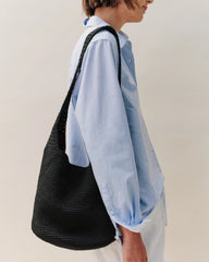 Hand Crochet Hobo Shoulder Bag - One Size / Black