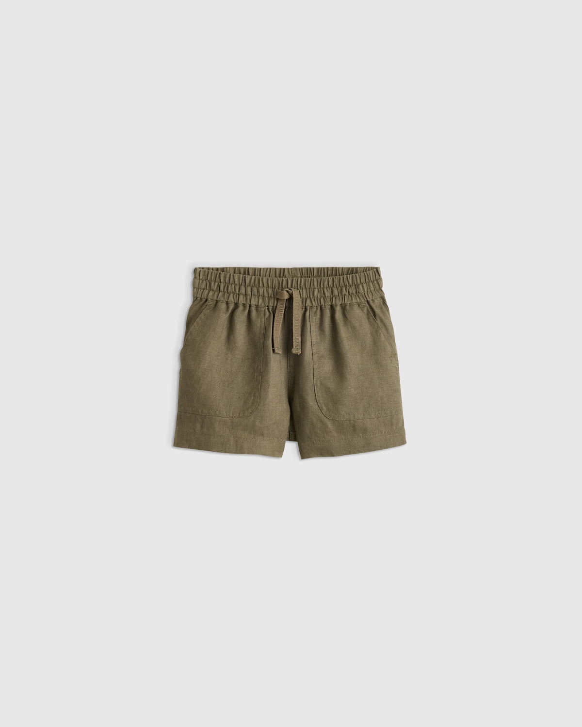 100% European Linen Drawstring Shorts - 2T / Vintage Pink Chambray